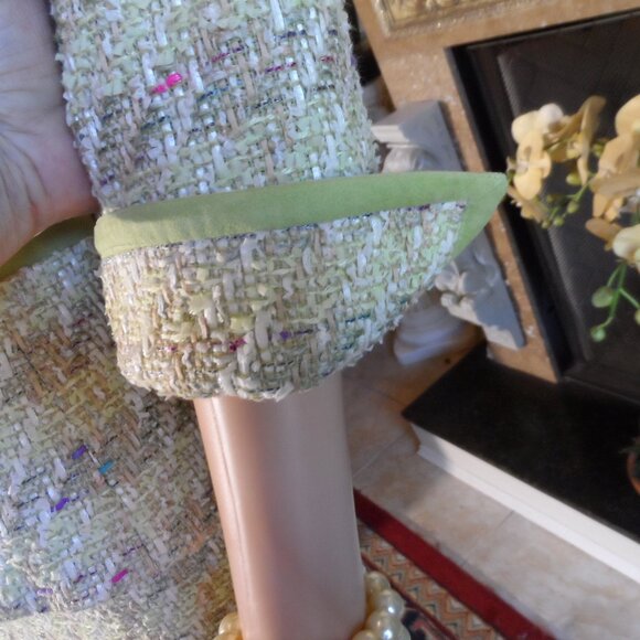 Douglas Hannant Light Green Houndstooth PatternTweed Skirt Suit Size 6 - Picture 10 of 16